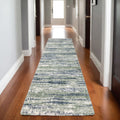 8' Blue And Green Striped Runner Rug