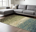 7' X 10' Blue And Brown Abstract Area Rug