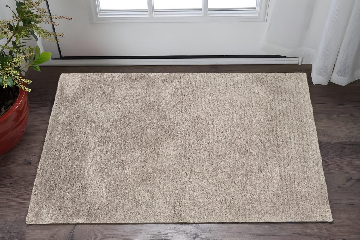 3' X 5' Silver Shag Hand Tufted Area Rug