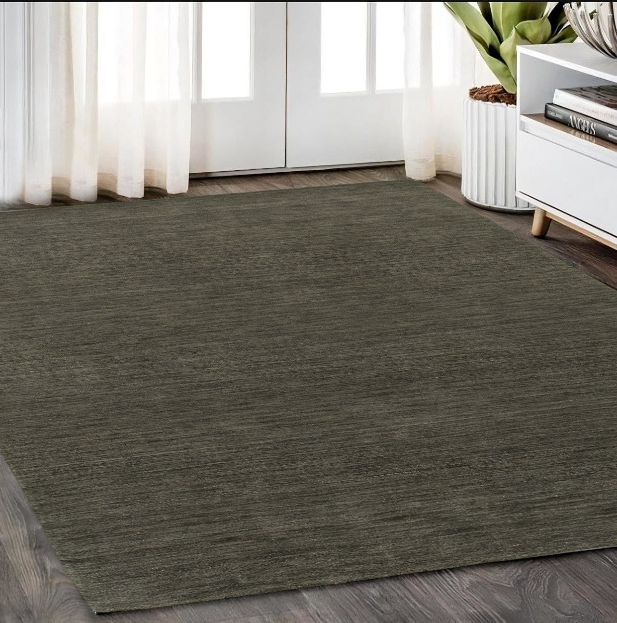 5' X 8' Charcoal Wool Hand Tufted Area Rug