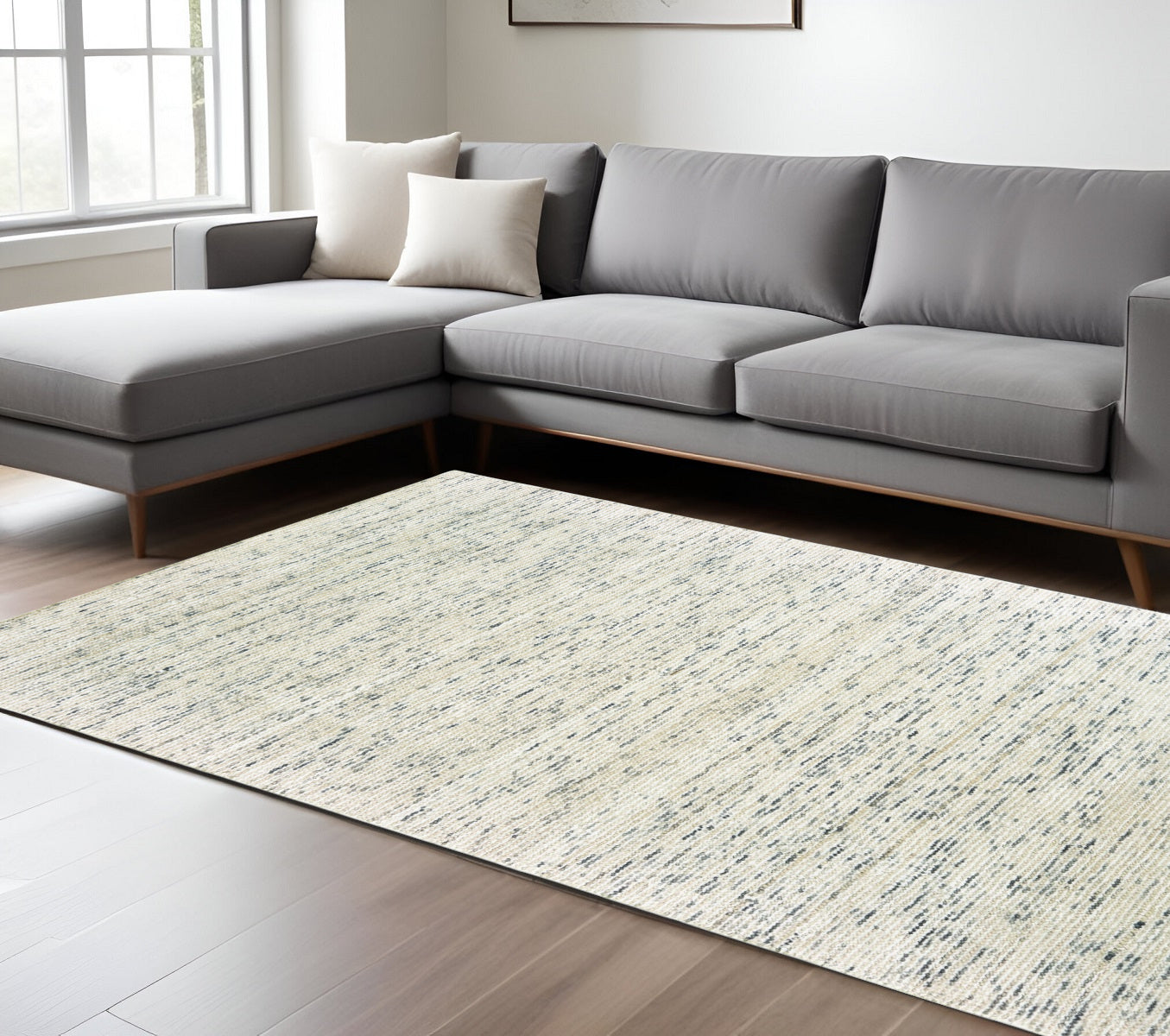 6' X 9' Ivory And Stone Hand Tufted Area Rug