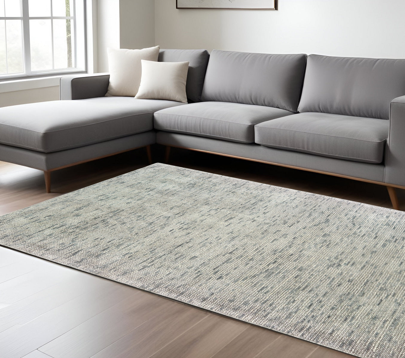 6' X 9' Stone And Gray Hand Tufted Area Rug