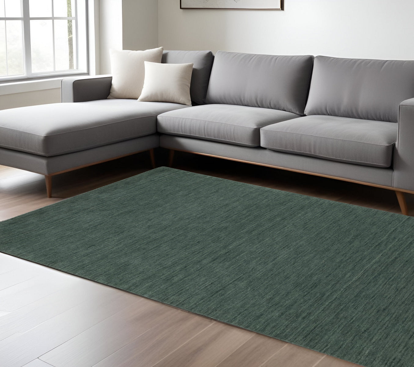 6' X 9' Teal And Blue Wool Hand Tufted Area Rug