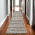 8' Gray And Ivory Striped Hand Tufted Runner Rug