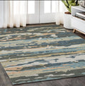 5' X 8' Gray And Blue Wool Abstract Hand Tufted Area Rug