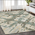 5' X 8' Gray And Teal Wool Abstract Hand Tufted Area Rug