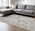 6' X 9' Gray And Blue Oriental Hand Tufted Area Rug