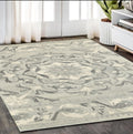 5' X 8' Ivory Wool Floral Hand Tufted Area Rug