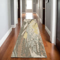 8' Beige And Yellow Wool Abstract Hand Tufted Runner Rug