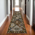 8' Red Brown And Orange Medallion Runner Rug