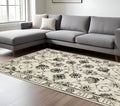 8' X 11' Ivory And Gray Oriental Area Rug