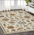 5' X 7' Ivory Gray And Black Oriental Area Rug