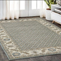 5' X 7' Blue And Ivory Oriental Area Rug