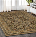 5' X 7' Brown And Gold Oriental Area Rug