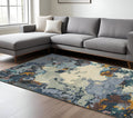 8' X 10' Blue And Gray Abstract Hand Tufted Area Rug