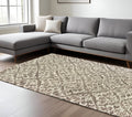 8' X 10' Brown And Ivory Wool Floral Hand Tufted Area Rug