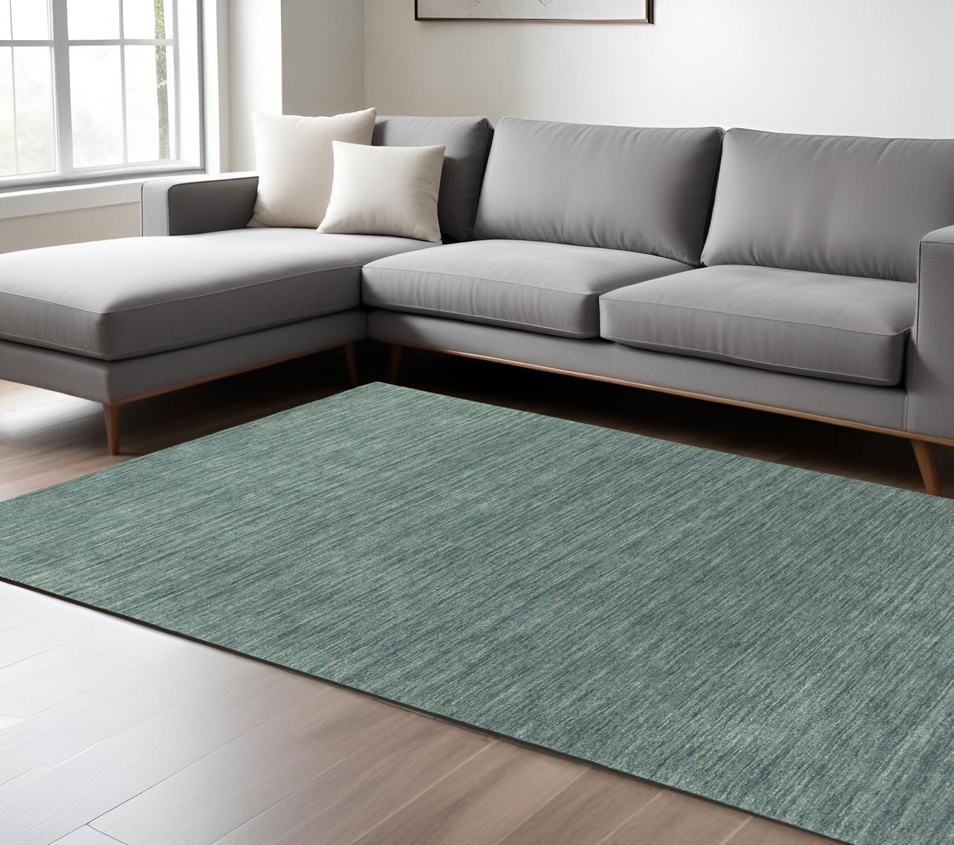 8' X 10' Light Blue Wool Hand Tufted Area Rug