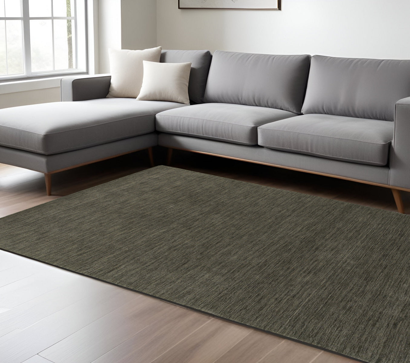 8' X 10' Charcoal Wool Hand Tufted Area Rug