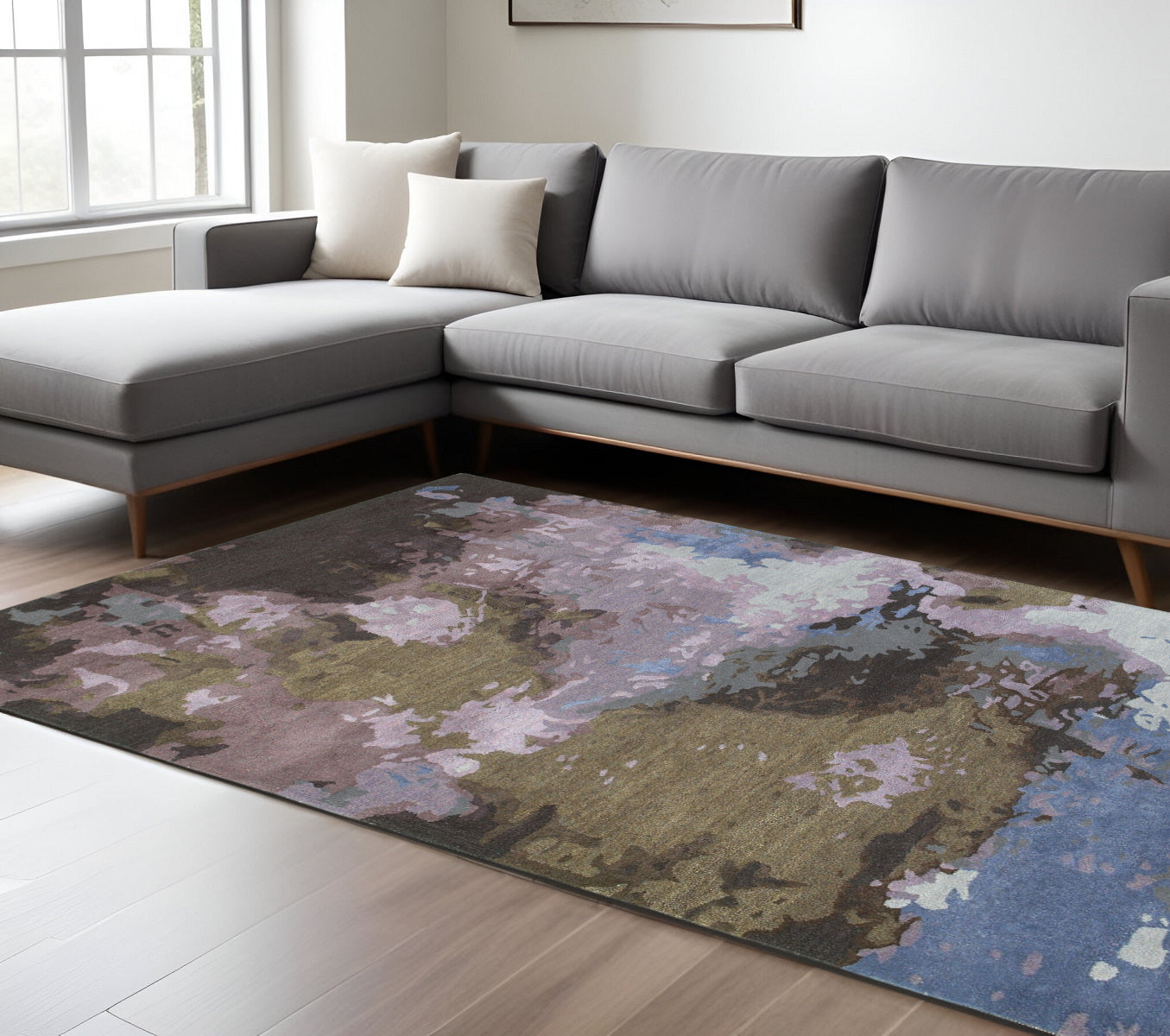 10' X 13' Blue And Purple Abstract Hand Tufted Area Rug