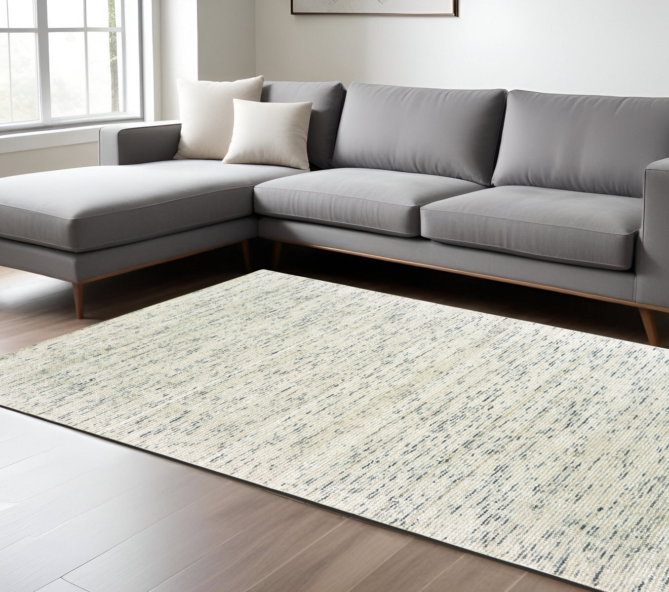 10' X 13' Ivory And Stone Hand Tufted Area Rug