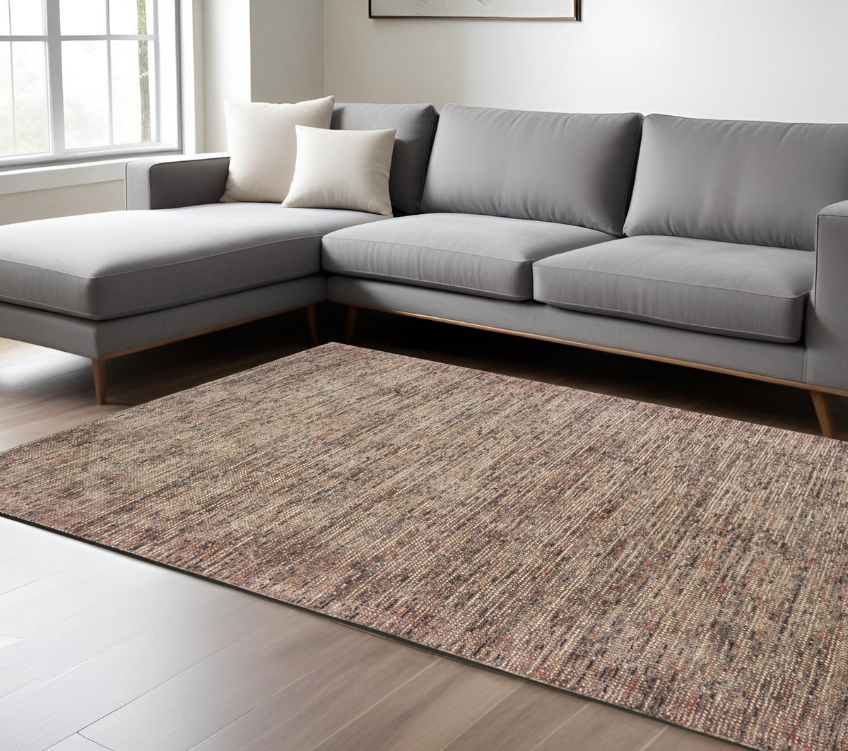 10' X 13' Taupe And Pink Hand Tufted Area Rug