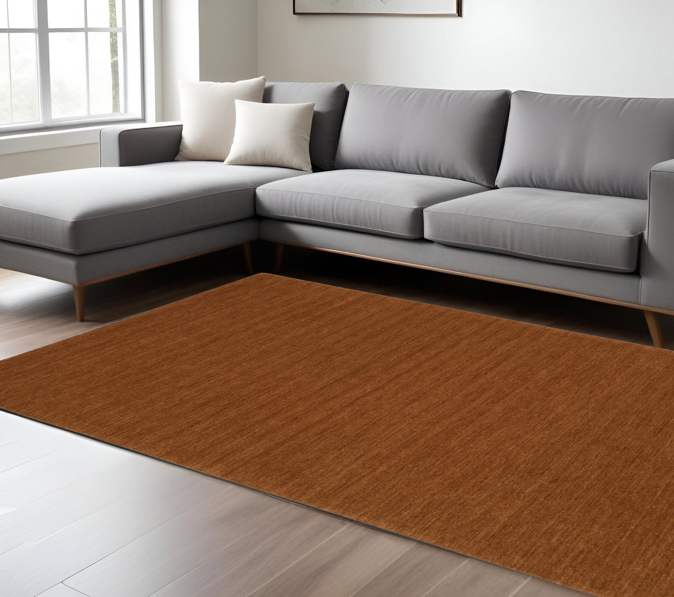 10' X 13' Rust Wool Hand Tufted Area Rug