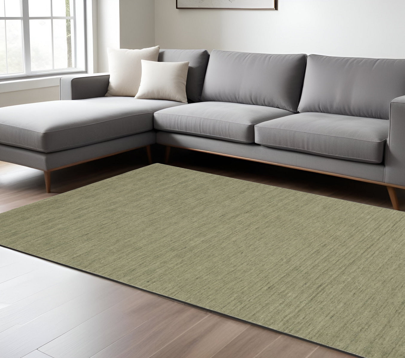 10' X 13' Sage And Green Wool Hand Tufted Area Rug