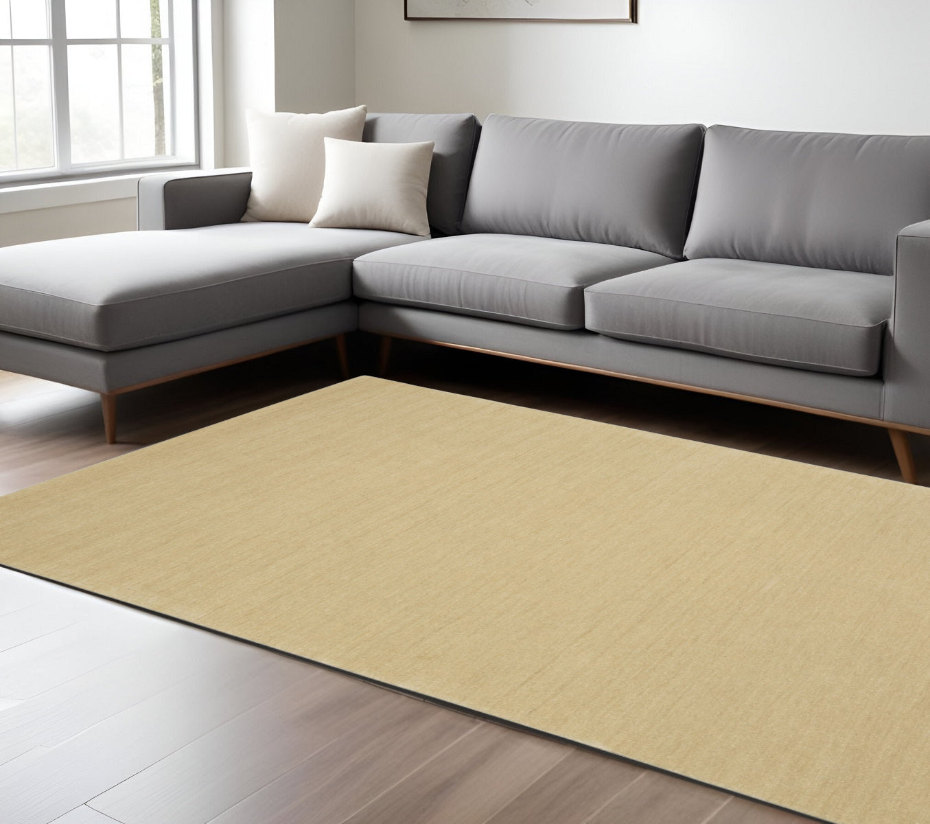 10' X 13' Beige Wool Hand Tufted Area Rug
