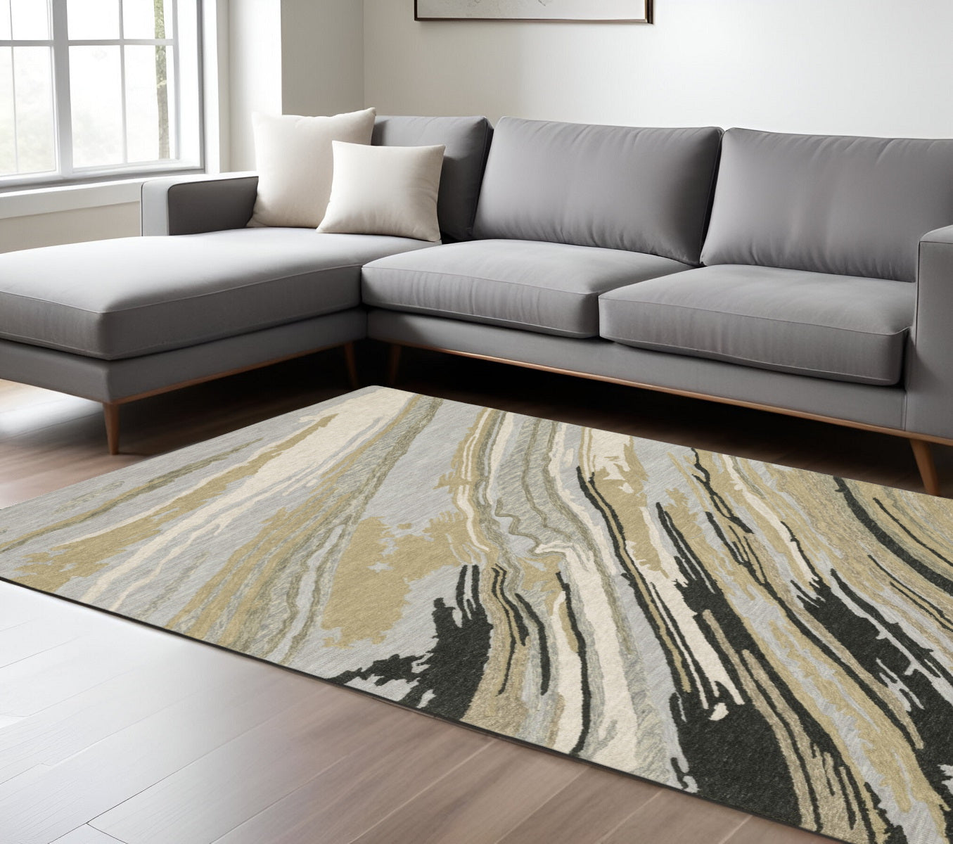 10' X 13' Gray Wool Abstract Hand Tufted Area Rug