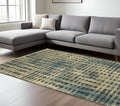 10' X 13' Beige And Blue Geometric Area Rug