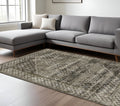 8' X 11' Gray And Beige Medallion Area Rug With Fringe