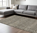 8' X 11' Gray And Beige Diamond Area Rug With Fringe