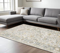 9' X 12' Ivory And Blue Oriental Hand Tufted Area Rug