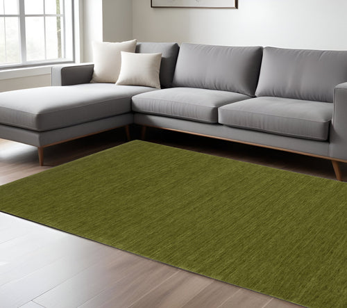 10' X 13' Green Wool Hand Tufted Area Rug