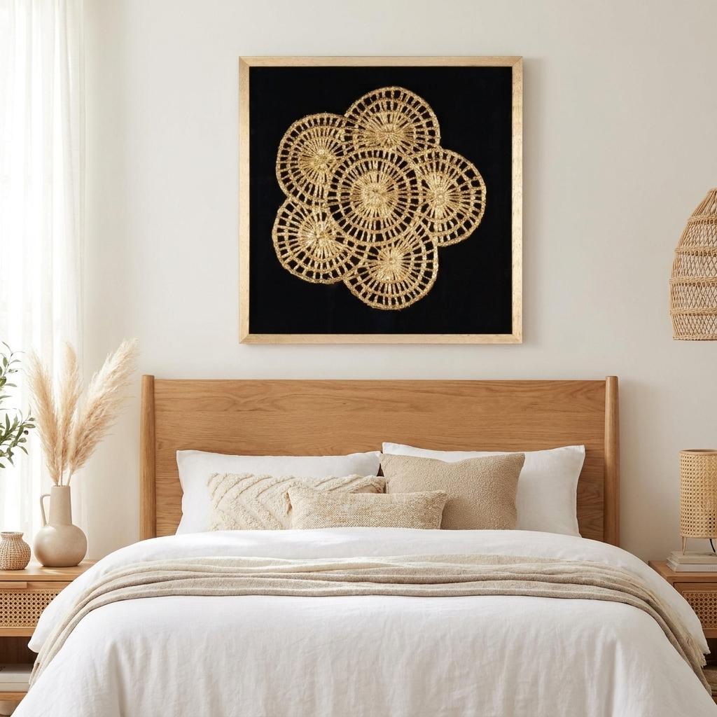 Modern Palm Leaves Hand Painted Gold Shadowbox Textual Art Wall Art