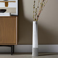 40 White Faux Marble Tapered Ceramic Floor Vase