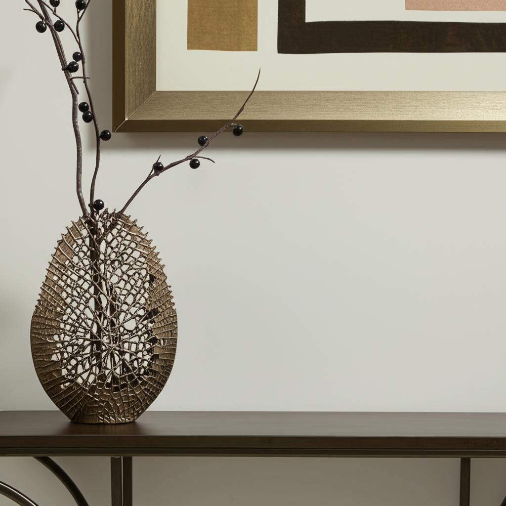 18 Gold Abstract Oval Aluminum Table Vase