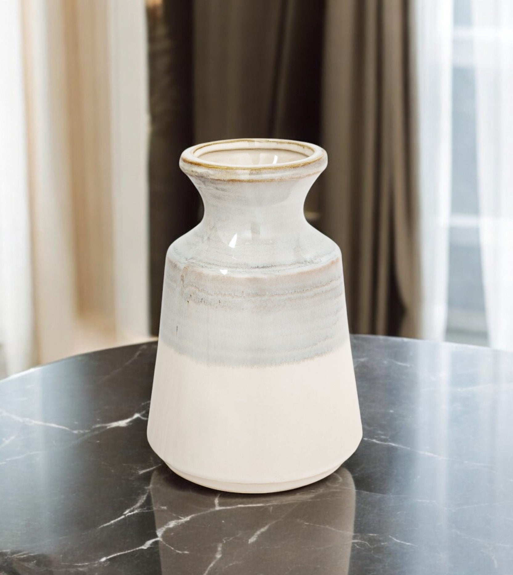 9'' Blue And White Color Block Bud Ceramic Table Vase