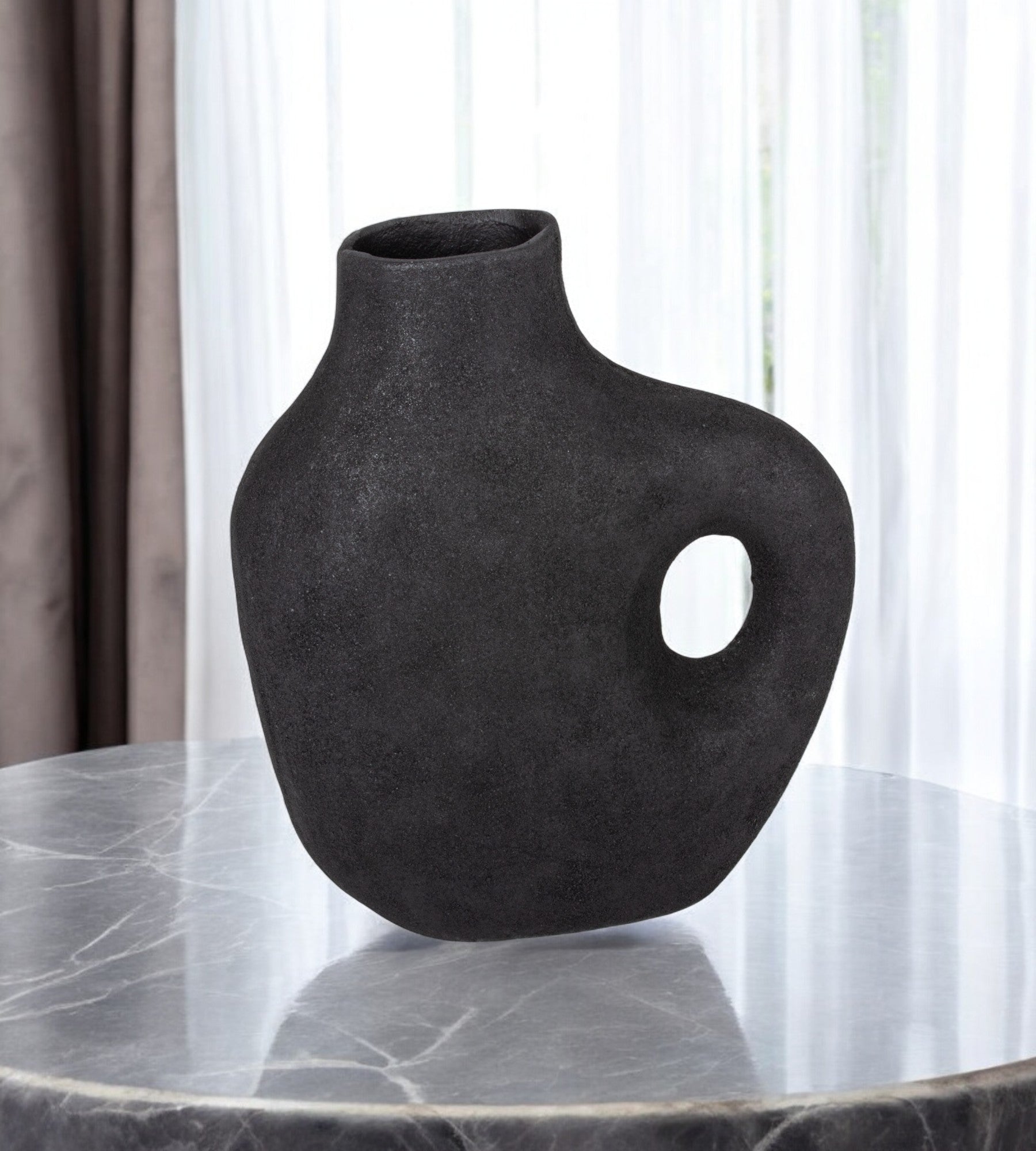 12'' Black Aluminum Modern Abstract Table Vase