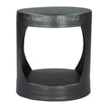 20'' Black Iron Round Floor Shelf End Table