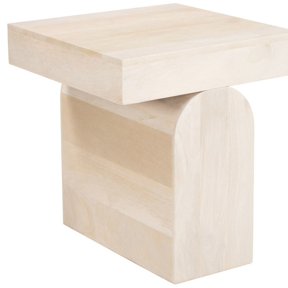 22'' Natural Solid Wood Square Pedestal End Table