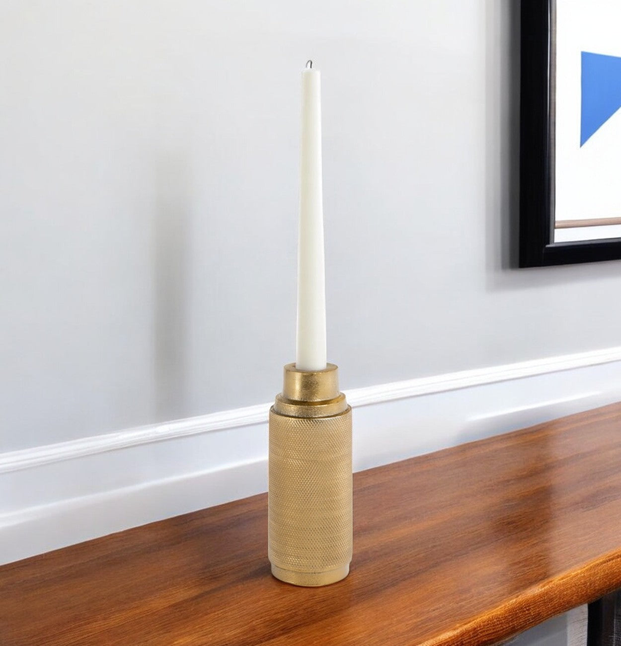 5'' Gold Distressed Aluminum Tabletop Taper Candle Holder