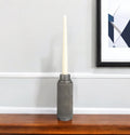 7'' Gray Distressed Aluminum Geometric Tabletop Taper Candle Holder