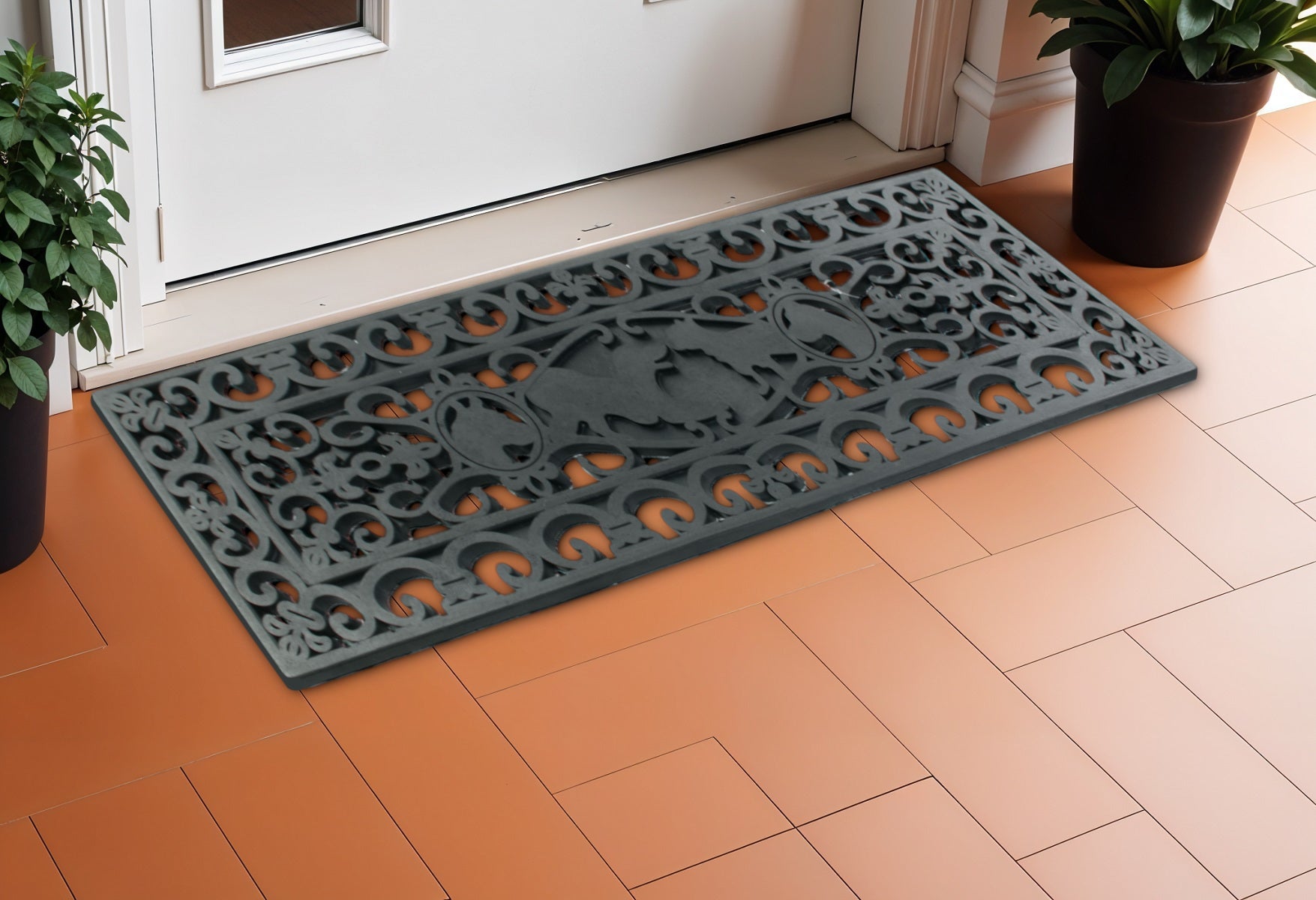 9'' X 30'' Black Rubber Dog Outdoor Door Mat