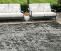 10' X 14' Charcoal Ikat Washable Indoor Outdoor Area Rug