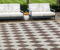 9' X 12' Brown Geometric Washable Indoor Outdoor Area Rug