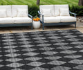 9' X 12' Charcoal Geometric Washable Indoor Outdoor Area Rug