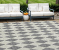 10' X 14' Gray And Ivory Geometric Washable Indoor Outdoor Area Rug