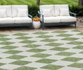 8' X 10' Green And Ivory Geometric Washable Indoor Outdoor Area Rug