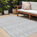 8' X 10' Pewter And Silver Geometric Washable Indoor Outdoor Area Rug